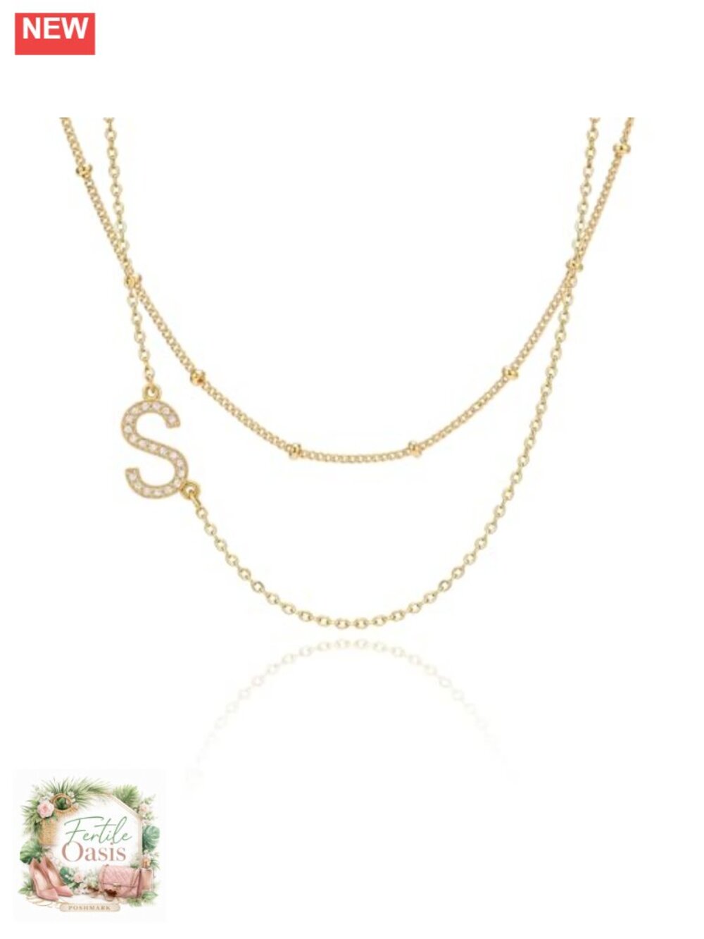 14K Gold Plated Layered Initial Necklace Set Dainty Sideways Charm A-Z Women
